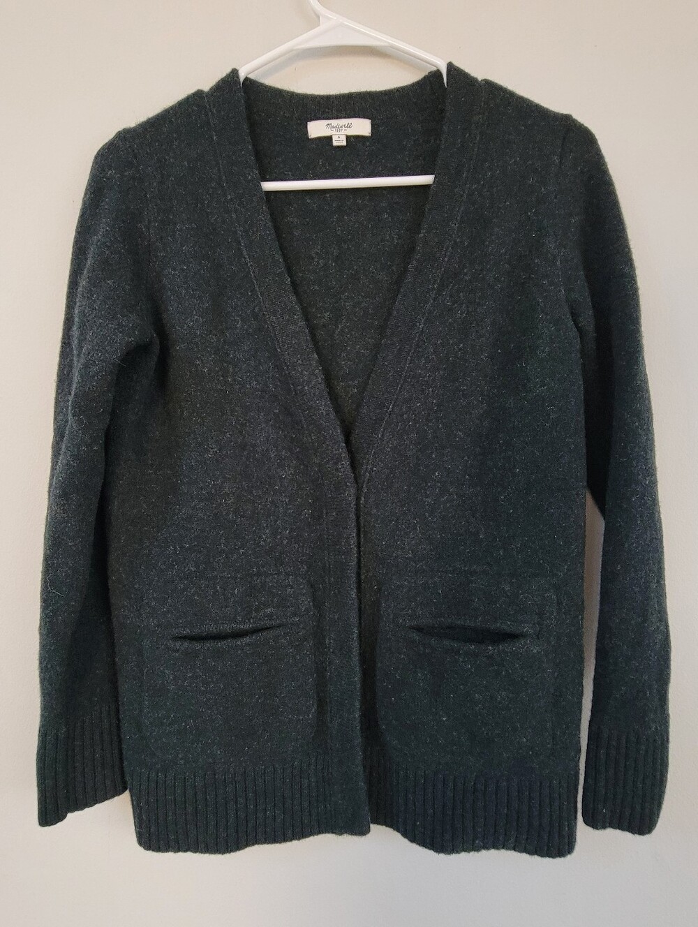Madewell Merino Wool Green Cardigan Womens Size S Preppy Academia Grandpacore